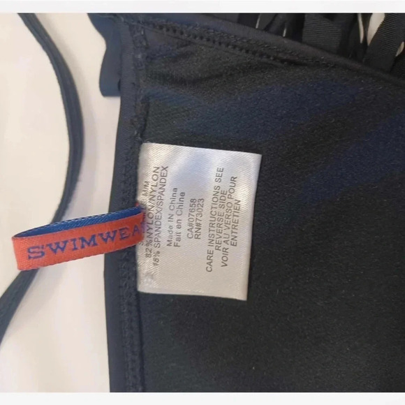 Apollo Swim  Black Fringe Bikini Top Size Medium - Picture 7 of 8